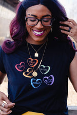 Load image into Gallery viewer, Love Heart rainbow candy top unisex tee
